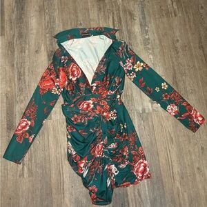 Green Flower collared dress never worn before.